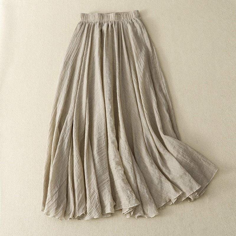 Double-Layer Ruffle Elastic-Waist Maxi Skirt