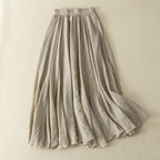 Double-Layer Ruffle Elastic-Waist Maxi Skirt