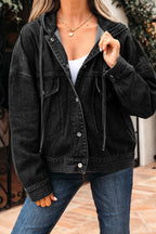 Drop-Shoulder Hooded Denim Jacket