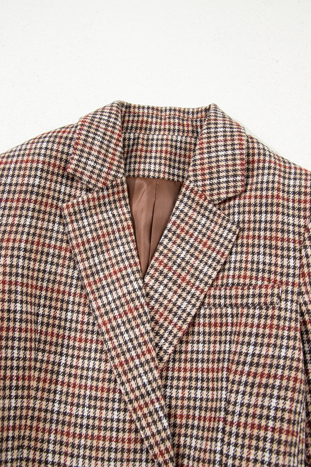 Houndstooth Lapel-Collar Blazer