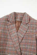 Houndstooth Lapel-Collar Blazer
