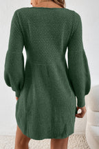 Green Lantern Sleeve Empire Waist Mini Sweater Dress