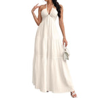 Backless Halter Tiered Maxi Dress
