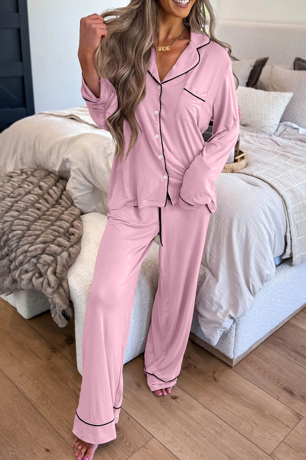 Colorblock Patchwork Long-Sleeve Lounge Set