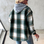Plaid Hooded Button-Front Shirt Jacket