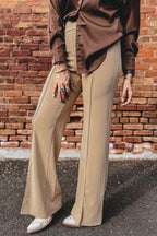 Paneled High-Waist Full-Length Pants