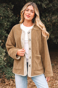 Plush Corduroy-Trim Patchwork Jacket