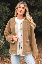 Plush Corduroy-Trim Patchwork Jacket