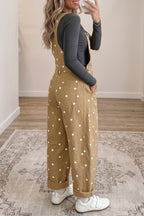 Polka Dot Denim Barrel-Leg Overalls