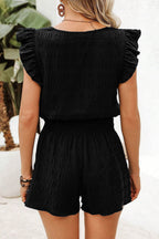 Textured Square-Neck Top and Shorts Set