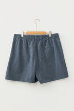 Striped Drawstring Denim Shorts