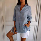 Pleated Long-Sleeve Button-Front Shirt