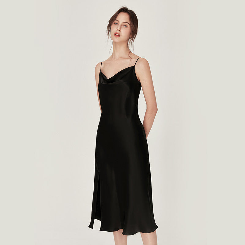 Mulberry Silk Cowl-Neck Slip Nightgown
