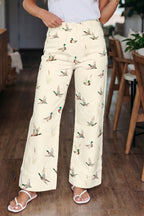 Duck-Print Cuffed-Hem Jeans