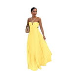 Pleated Cut-Out Halter Maxi Dress