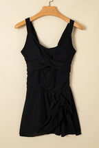 Cutout Ruched Knot-Slit One-Piece Swim Dress