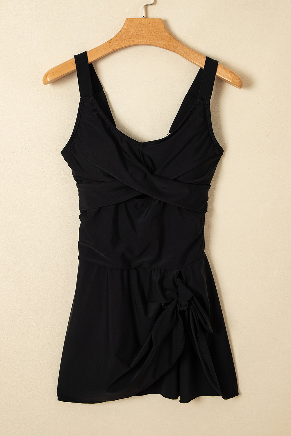 Cutout Ruched Knot-Slit One-Piece Swim Dress