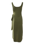V-Neck Bandage Midi Dress with Asymmetric Hem