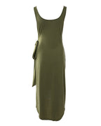 V-Neck Bandage Midi Dress with Asymmetric Hem