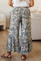 Camo Print Wide-Leg Pants