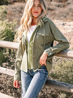 Textured Zip-Front Hooded Jacket
