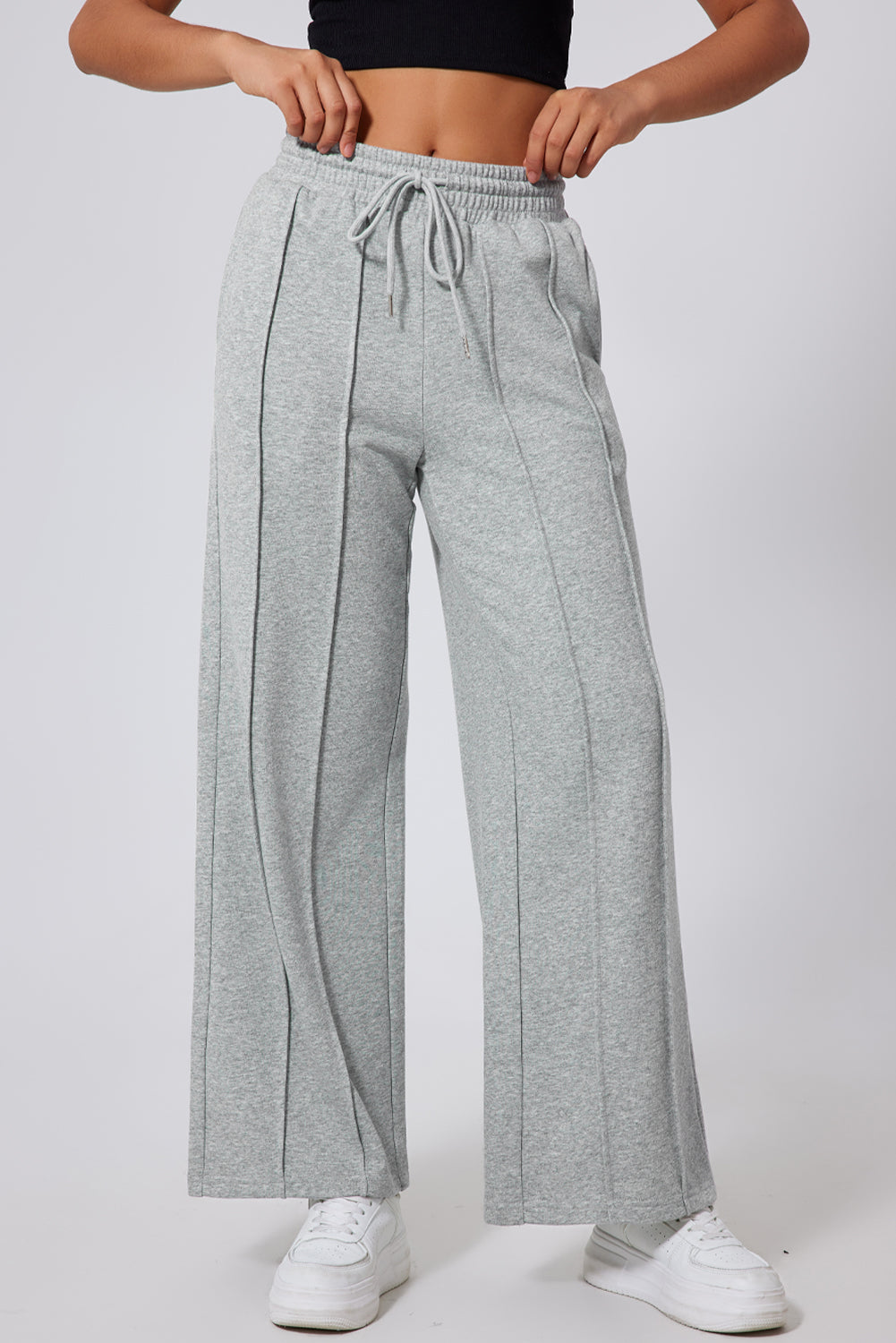 Seamed High-Waist Wide-Leg Sweatpants