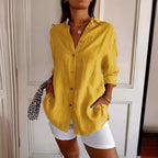 Pleated Long-Sleeve Button-Front Shirt