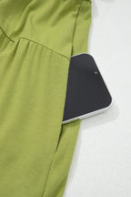 V-Neck Cap Sleeve Elastic Waist Maxi Dress