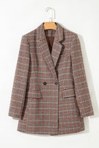 Houndstooth Lapel-Collar Blazer