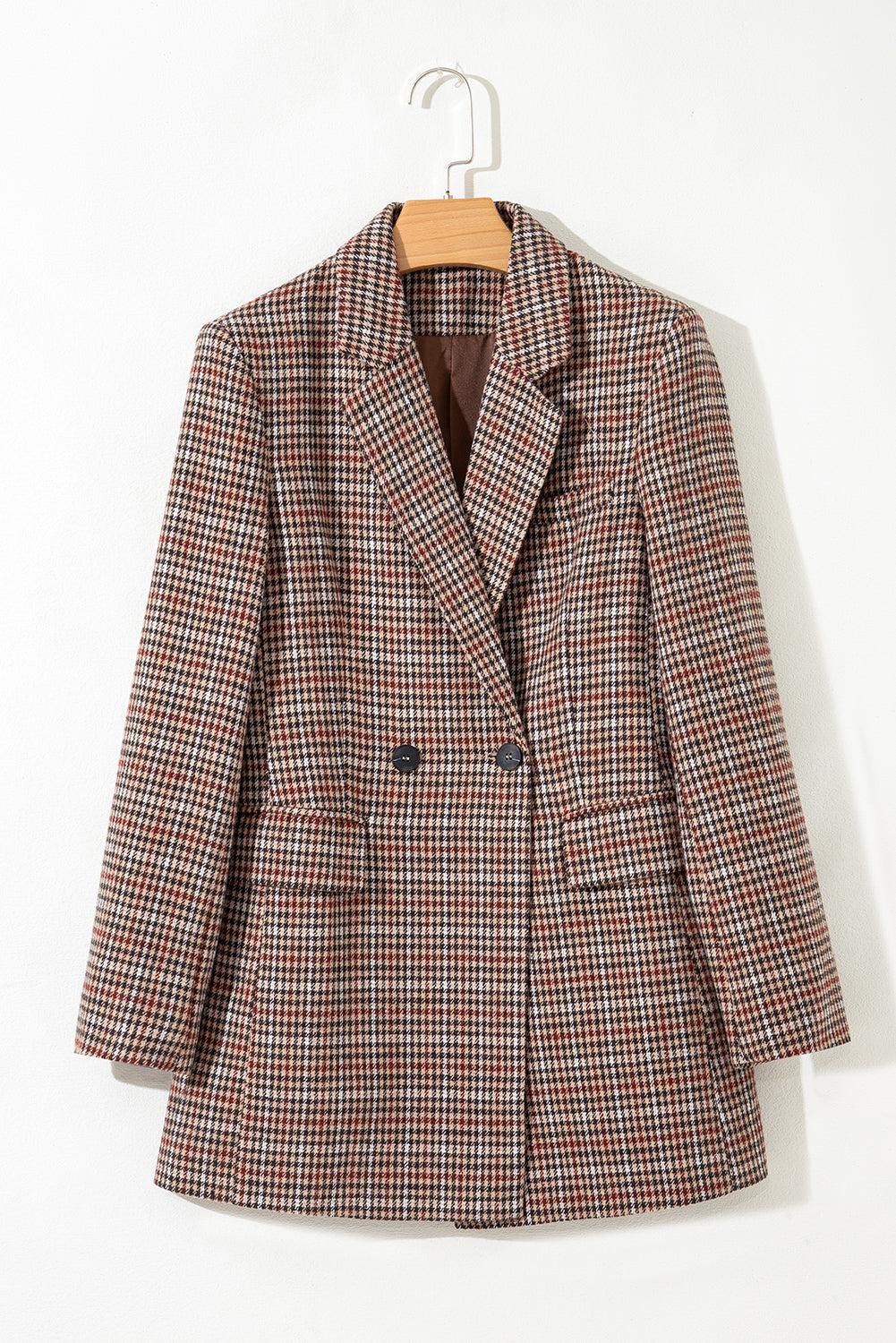Houndstooth Lapel-Collar Blazer