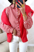 Plaid Frill Detail Button-Down Shirt