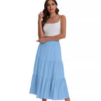 Tiered Drawstring High-Waist Maxi Skirt