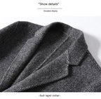 Plaid Wool Notch-Lapel Long Coat