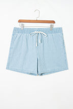 Striped Drawstring Denim Shorts