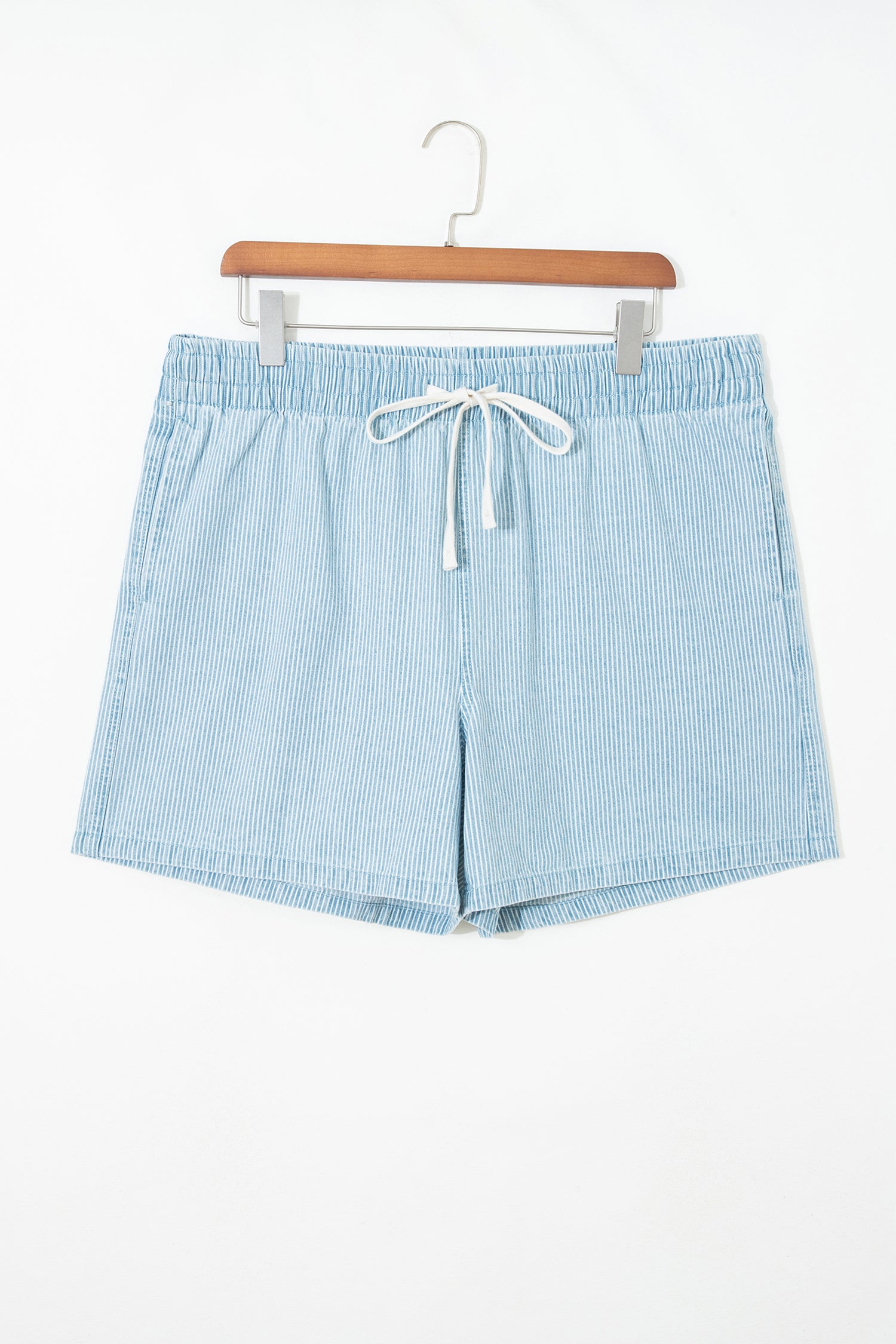 Striped Drawstring Denim Shorts