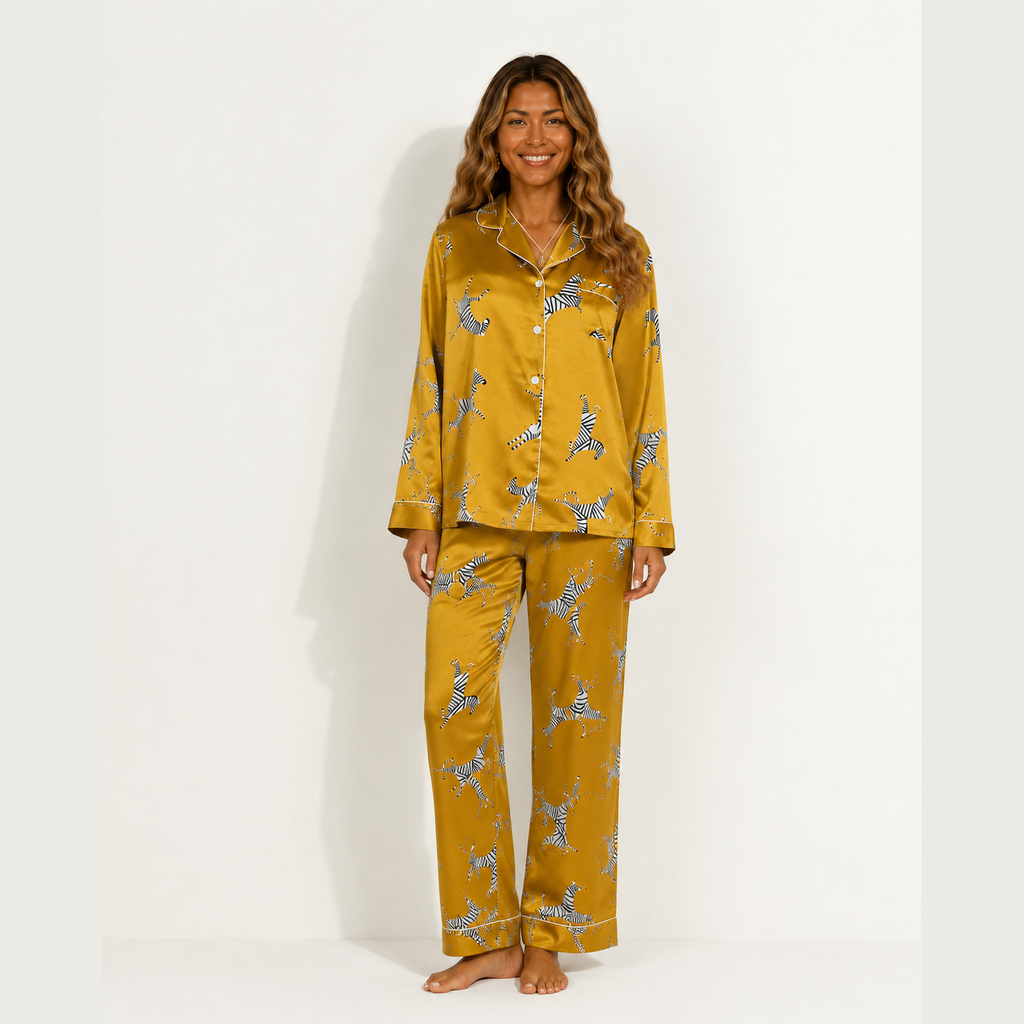 Zebra-Print Mulberry Silk Pajama Set