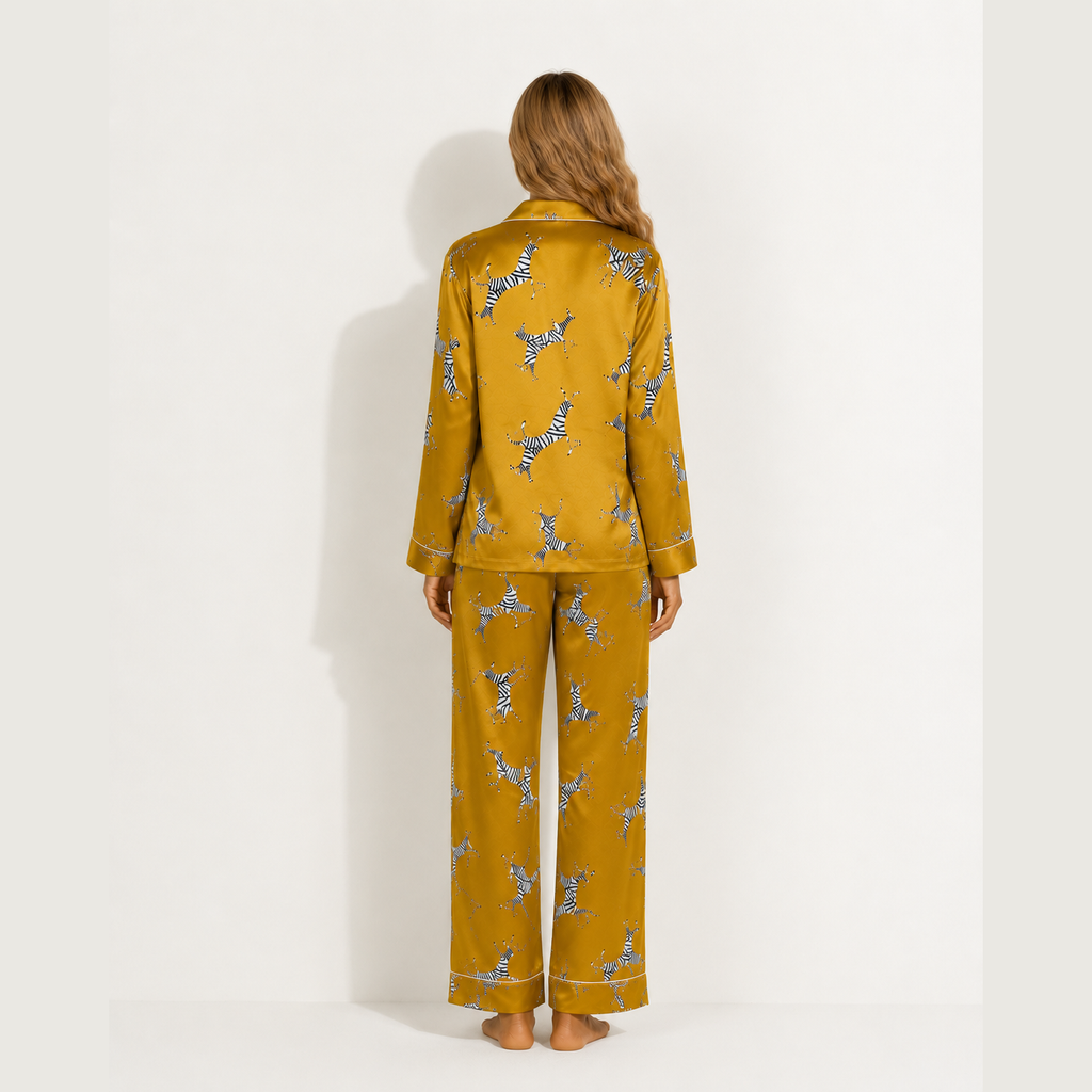 Zebra-Print Mulberry Silk Pajama Set